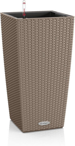 LECHUZA CUBICO Cottage 40 - Plantenbak - met uitneembare binnenbak - met bewateringssysteem - ALL-IN-ONE set met LECHUZA-PON - zandbruin