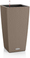 LECHUZA CUBICO Cottage 40 - Plantenbak - met uitneembare binnenbak - met bewateringssysteem - ALL-IN-ONE set met LECHUZA-PON - zandbruin