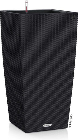 LECHUZA CUBICO Cottage 40 - Plantenbak - met uitneembare binnenbak - met bewateringssysteem - ALL-IN-ONE set met LECHUZA-PON - grafietzwart