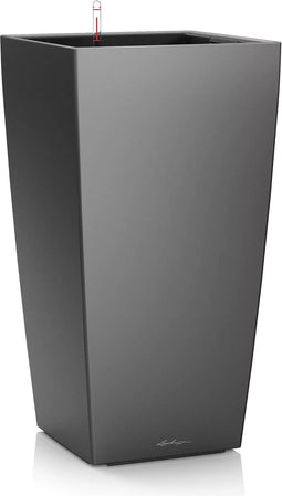 LECHUZA CUBICO PREMIUM 22 - Plantenbak - met uitneembare binnenbak - met bewateringssysteem - ALL-IN-ONE set met LECHUZA-PON - antraciet metallic