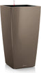 LECHUZA CUBICO PREMIUM 22 - Plantenbak - met uitneembare binnenbak - met bewateringssysteem - ALL-IN-ONE set - taupe hoogglans