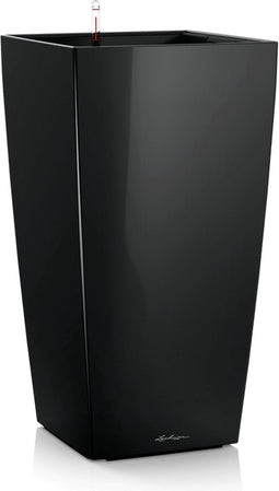 LECHUZA CUBICO PREMIUM 22 - Plantenbak - met uitneembare binnenbak - met bewateringssysteem - ALL-IN-ONE set met LECHUZA-PON - zwart hoogglans
