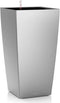 LECHUZA CUBICO PREMIUM 30 - Plantenbak - met uitneembare binnenbak - met bewateringssysteem - ALL-IN-ONE set met LECHUZA-PON - zilver metallic