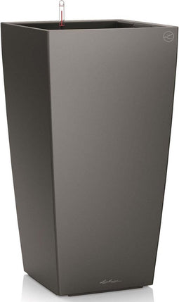 LECHUZA CUBICO PREMIUM 30 - Plantenbak - met uitneembare binnenbak - met bewateringssysteem - ALL-IN-ONE set met LECHUZA-PON - antraciet metallic