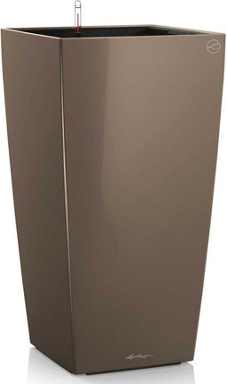 LECHUZA CUBICO PREMIUM 40 - Plantenbak - met uitneembare binnenbak - met bewateringssysteem - ALL-IN-ONE set met LECHUZA-PON - taupe hoogglans