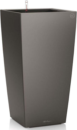 LECHUZA CUBICO PREMIUM 40 - Plantenbak - met uitneembare binnenbak - met bewateringssysteem - ALL-IN-ONE set met LECHUZA-PON - antraciet metallic