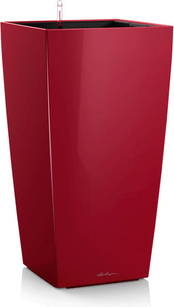 LECHUZA CUBICO PREMIUM 40 - Plantenbak - met uitneembare binnenbak - met bewateringssysteem - ALL-IN-ONE set met LECHUZA-PON - scharlakenrood hoogglans