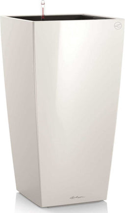 LECHUZA CUBICO PREMIUM 40 - Plantenbak - met uitneembare binnenbak - met bewateringssysteem - ALL-IN-ONE set met LECHUZA-PON - wit hoogglans