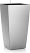 LECHUZA CUBICO PREMIUM 40 - Plantenbak - met uitneembare binnenbak - met bewateringssysteem - ALL-IN-ONE set met LECHUZA-PON - zilver metallic