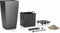 LECHUZA CUBICO PREMIUM 40 - Plantenbak - met uitneembare binnenbak - met bewateringssysteem - ALL-IN-ONE set met LECHUZA-PON - zilver metallic