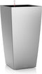 LECHUZA CUBICO PREMIUM 50 - Plantenbak - met uitneembare binnenbak - met bewateringssysteem - ALL-IN-ONE set met LECHUZA-PON - zilver metallic