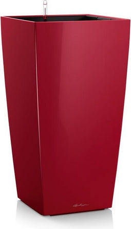 LECHUZA CUBICO PREMIUM 50 - Plantenbak - met uitneembare binnenbak - met bewateringssysteem - ALL-IN-ONE set met LECHUZA-PON - scharlakenrood hoogglans