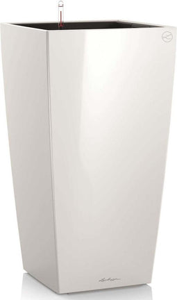 LECHUZA CUBICO PREMIUM 50 - Plantenbak - met uitneembare binnenbak - met bewateringssysteem - ALL-IN-ONE set met LECHUZA-PON - wit hoogglans