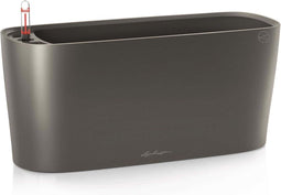 LECHUZA DELTA PREMIUM 20 - Plantenbak - met uitneembare binnenbak - met bewateringssysteem - ALL-IN-ONE set met LECHUZA-PON - antraciet metallic