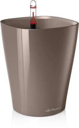 LECHUZA DELTINI - Plantenbak - met uitneembare binnenbak - met bewateringssysteem - ALL-IN-ONE set met LECHUZA-PON - taupe hoogglans