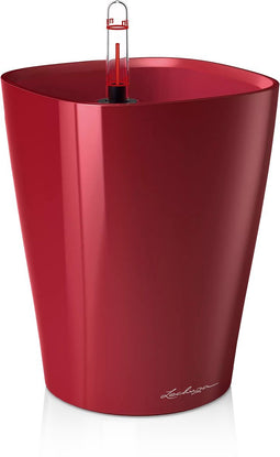 LECHUZA DELTINI - Plantenbak - met uitneembare binnenbak - met bewateringssysteem - ALL-IN-ONE set met LECHUZA-PON - scharlakenrood hoogglans