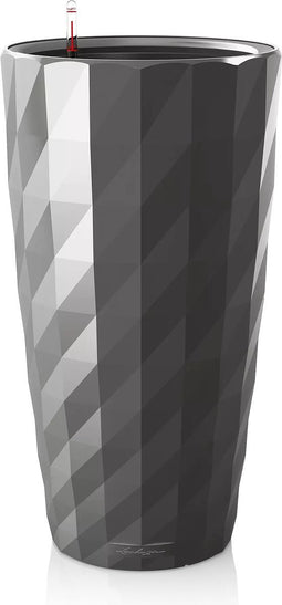LECHUZA DIAMANTE Premium 40 - Plantenbak - met uitneembare binnenbak - met bewateringssysteem - ALL-IN-ONE set met LECHUZA-PON - antraciet hoogglans