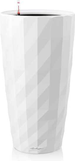 LECHUZA DIAMANTE Premium 40 - Plantenbak - met uitneembare binnenbak - met bewateringssysteem - ALL-IN-ONE set met LECHUZA-PON - mat wit