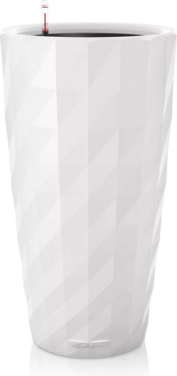 LECHUZA DIAMANTE Premium 40 - Plantenbak - met uitneembare binnenbak - met bewateringssysteem - ALL-IN-ONE set met LECHUZA-PON - wit hoogglans