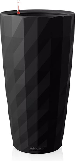 LECHUZA DIAMANTE Premium 40 - Plantenbak - met uitneembare binnenbak - met bewateringssysteem - ALL-IN-ONE set met LECHUZA-PON - mat zwart