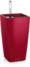 LECHUZA MAXI-CUBI - Premium tafelpot - Plantenbak - met uitneembare binnenbak - met bewateringssysteem - ALL-IN-ONE set met LECHUZA-PON - scharlakenrood hoogglans