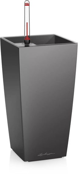 LECHUZA MAXI-CUBI - Premium tafelpot - Plantenbak - met uitneembare binnenbak - met bewateringssysteem - ALL-IN-ONE set met LECHUZA-PON - antraciet metallic