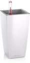 LECHUZA MINI-CUBI - Premium tafelpot - Plantenbak - met uitneembare binnenbak - met bewateringssysteem - ALL-IN-ONE set met LECHUZA-PON - wit hoogglans