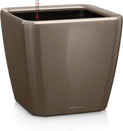 LECHUZA QUADRO Premium LS 21 - Plantenbak - met uitneembare binnenbak - met bewateringssysteem - ALL-IN-ONE set met LECHUZA-PON - taupe hoogglans