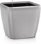LECHUZA QUADRO Premium LS 21 - Plantenbak - met uitneembare binnenbak - met bewateringssysteem - ALL-IN-ONE set met LECHUZA-PON - zilver metallic