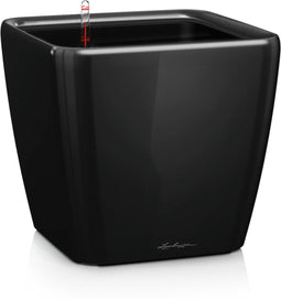 LECHUZA QUADRO Premium LS 21 - Plantenbak - met uitneembare binnenbak - met bewateringssysteem - ALL-IN-ONE set met LECHUZA-PON - zwart hoogglans