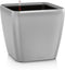 LECHUZA QUADRO Premium LS 28 - Plantenbak - met uitneembare binnenbak - met bewateringssysteem - ALL-IN-ONE set met LECHUZA-PON - zilver metallic