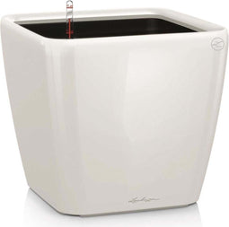 LECHUZA QUADRO Premium LS 28 - Plantenbak - met uitneembare binnenbak - met bewateringssysteem - ALL-IN-ONE set met LECHUZA-PON - wit hoogglans
