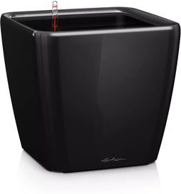 LECHUZA QUADRO Premium LS 35 - Plantenbak - met uitneembare binnenbak - met bewateringssysteem - ALL-IN-ONE set met LECHUZA-PON - zwart hoogglans