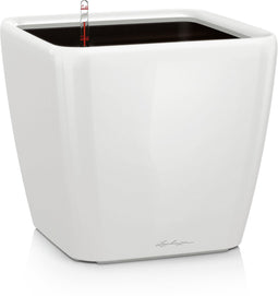 LECHUZA QUADRO Premium LS 50 - Plantenbak - met uitneembare binnenbak - met bewateringssysteem - ALL-IN-ONE set met LECHUZA-PON - wit hoogglans