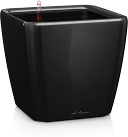 LECHUZA QUADRO Premium LS 50 - Plantenbak - met uitneembare binnenbak - met bewateringssysteem - ALL-IN-ONE set met LECHUZA-PON - zwart hoogglans