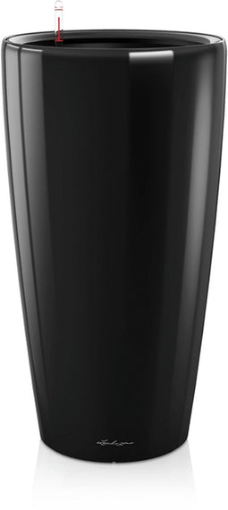 LECHUZA RONDO PREMIUM 32 - Plantenbak - met uitneembare binnenbak - met bewateringssysteem - ALL-IN-ONE set met LECHUZA-PON - zwart hoogglans
