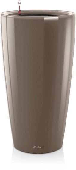 LECHUZA RONDO PREMIUM 32 - Plantenbak - met uitneembare binnenbak - met bewateringssysteem - ALL-IN-ONE set met LECHUZA-PON - taupe hoogglans