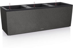 LECHUZA TRIO STONE 30 - Plantenbak - met uitneembare binnenbakken - met bewateringssysteem - ALL-IN-ONE set met LECHUZA-PON - grafietzwart