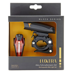 LED bicycle light Luxtra max. 30 Lux, with battery and USB charging cable, IPX5 waterproof