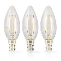 LED-Filamentlamp E14 | Kaars | 2 W | 250 lm | 2700 K | Warm Wit | Aantal lampen in verpakking: 3 Stu