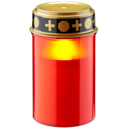 LED grave light with timer, red warm white, battery operated 2x C LR14 Baby, for indoor and outdoor