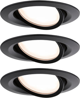 LED-inbouwlamp Nova Plus Coin Basisset zwenkbaar IP65 rond 93mm 30° Coin 3x6W 3x470lm 230V dimbaar 2700K Zwart mat