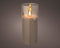 LED kaars cedar bruin met rook grijs glas en vlam effect - 7,5 x 17,5cm - voor binnen