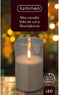 LED kaars cedar bruin met rook grijs glas en vlam effect - 7,5 x 12,5cm - voor binnen