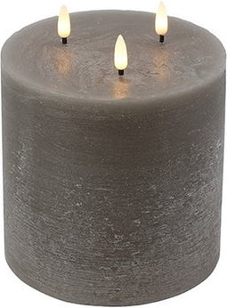 LED kaars - Stompkaars grijs - led kaarsen met flikkerende vlam 15x15 cm