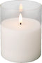 LED kaars wit met helder glas en vlam effect - 10 x 12,5cm - voor binnen