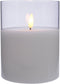 LED kaars wit met helder glas en vlam effect - 10 x 12,5cm - voor binnen