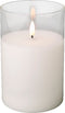 LED kaars wit met helder glas en vlam effect - 10 x 15cm - voor binnen