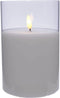 LED kaars wit met helder glas en vlam effect - 10 x 15cm - voor binnen
