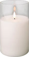 LED kaars wit met helder glas en vlam effect - 10 x 17,5cm - voor binnen